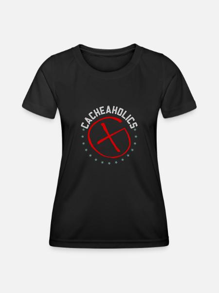 Cacheaholics - Geocaching Geocacher - Frauen Funktions-T-Shirt - Schwarz
