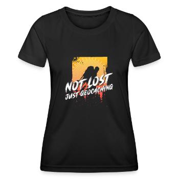 Nicht verloren - nur Geocaching - Geocaching - Frauen Funktions-T-Shirt - Schwarz - Vorne - AI Model Female 172 light (172cm)