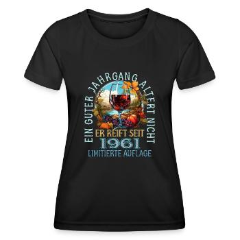 62. Geburtstag 1961 62er Guter Jahrgang - Frauen Funktions-T-Shirt - Schwarz - Vorne - AI Model Female 172 light (172cm)