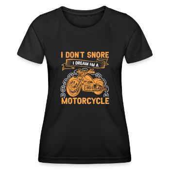 Je ne ronfle pas Je rêve que je suis un motard moto - T-shirt sport Femme - noir - Devant - AI Model Female 172 light (172cm)