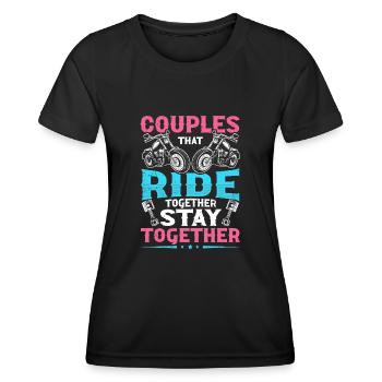 Couples That Ride Together Stay Together Biker - Frauen Funktions-T-Shirt - Schwarz - Vorne - AI Model Female 172 light (172cm)