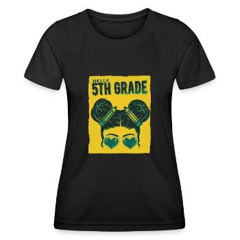 Bonjour 5th Grade Messy Bun Girls Cute Heart Back - T-shirt sport Femme - noir - Devant - AI Model Female 172 light (172cm)