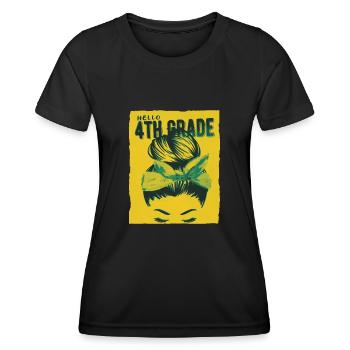 Bonjour 4ème année Messy Bun Girls Cute Heart Back - T-shirt sport Femme - noir - Devant - AI Model Female 172 light (172cm)