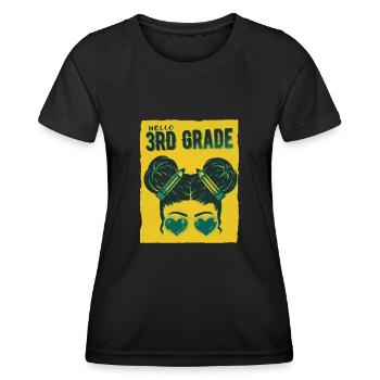 Bonjour 3ème année Messy Bun Girls Cute Heart Back - T-shirt sport Femme - noir - Devant - AI Model Female 172 light (172cm)