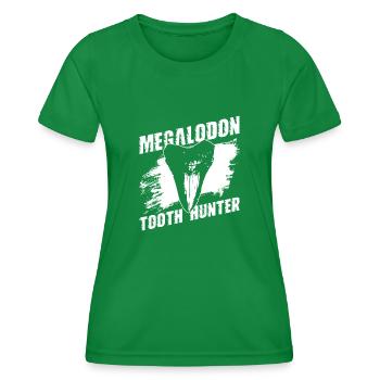Megalodon Tooth Hunter - Requin mégalodon - T-shirt sport Femme - vert - Devant - AI Model Female 172 dark (172cm)