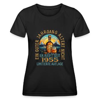 68. Geburtstag 1955 68er Guter Jahrgang Whisky - Frauen Funktions-T-Shirt - Schwarz - Vorne - AI Model Female 172 light (172cm)