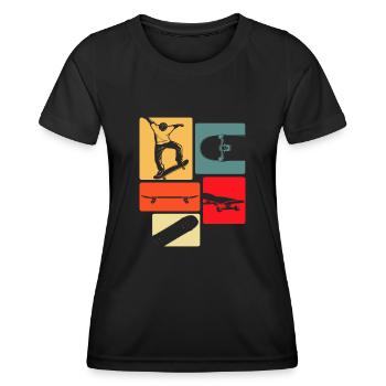Skateboard Skateboarder Geschenk - Frauen Funktions-T-Shirt - Schwarz - Vorne - AI Model Female 172 light (172cm)