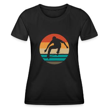 Skateboard Skateboard Skateboard - Frauen Funktions-T-Shirt - Schwarz - Vorne - AI Model Female 172 light (172cm)