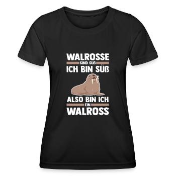 Walross - Frauen Funktions-T-Shirt - Schwarz - Vorne - AI Model Female 172 light (172cm)