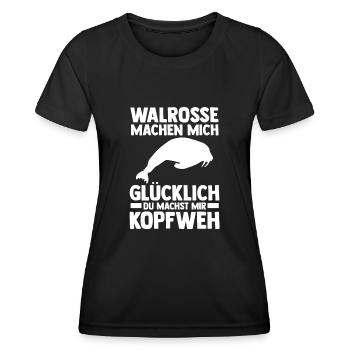 Walross - Frauen Funktions-T-Shirt - Schwarz - Vorne - AI Model Female 172 light (172cm)
