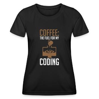 Coder Coffee Le carburant de mon codage - T-shirt sport Femme - noir - Devant - AI Model Female 172 light (172cm)