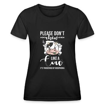 Misophonie Bitte kau nicht wie eine Kuh - Frauen Funktions-T-Shirt - Schwarz - Vorne - AI Model Female 172 light (172cm)