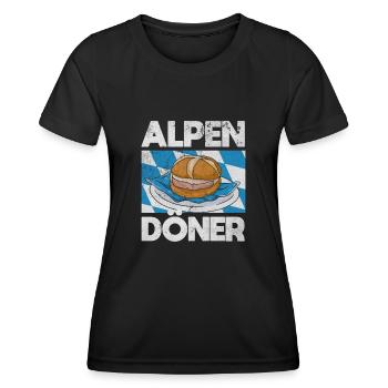 Bayrischer Alpen Döner Leberkas Leberkäse Brotzeit - Frauen Funktions-T-Shirt - Schwarz - Vorne - AI Model Female 172 light (172cm)