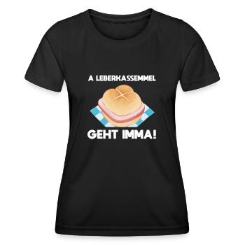 Leberkassemmel Geht Imma Bayrische Tradition - Frauen Funktions-T-Shirt - Schwarz - Vorne - AI Model Female 172 light (172cm)