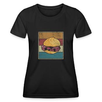 Vintage Leberkäsweckle Retro Fleischkässemmel - Women's Functional T-Shirt - black - Front - AI Model Female 172 light (172cm)