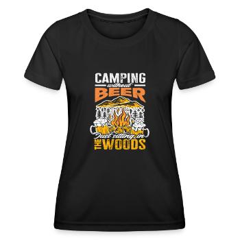 Camping Beer Nature Camper Tents Tent - Women's Functional T-Shirt - black - Front - AI Model Female 172 light (172cm)