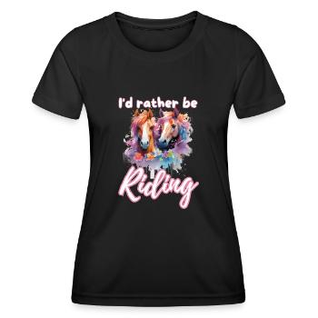 I'd rather be riding horseriding girl splash art - Women's Functional T-Shirt - black - Front - AI Model Female 172 light (172cm)