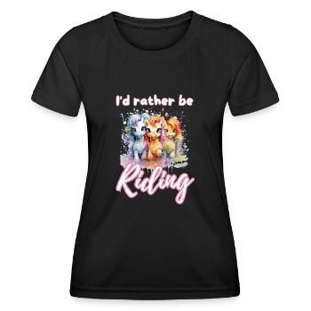 I'd rather be riding horseriding girl splash art - Women's Functional T-Shirt - black - Front - AI Model Female 172 light (172cm)