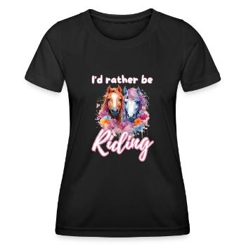 I'd rather be riding horseriding girl splash art - Women's Functional T-Shirt - black - Front - AI Model Female 172 light (172cm)