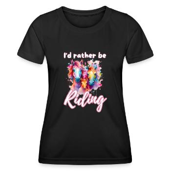 I'd rather be riding horseriding girl splash art - Women's Functional T-Shirt - black - Front - AI Model Female 172 light (172cm)