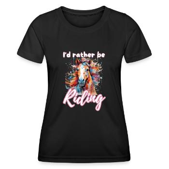 I'd rather be riding horseriding girl splash art - Women's Functional T-Shirt - black - Front - AI Model Female 172 light (172cm)