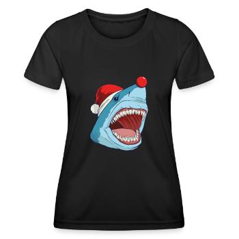 Megalodon Hai Weihnachtsmütze roter Nase - Frauen Funktions-T-Shirt - Schwarz - Vorne - AI Model Female 172 light (172cm)