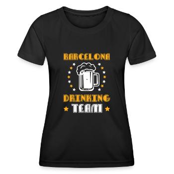 L’équipe de buveurs de Barcelone - T-shirt sport Femme - noir - Devant - AI Model Female 172 light (172cm)