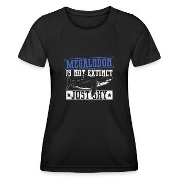 Megalodon ist nicht ausgestorben - nur schüchtern - Frauen Funktions-T-Shirt - Schwarz - Vorne - AI Model Female 172 light (172cm)