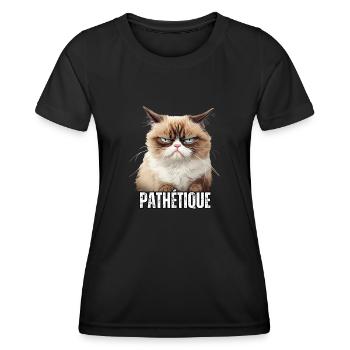 Humour chat en colère énervé pathétique sarcasme - T-shirt sport Femme - noir - Devant - AI Model Female 172 light (172cm)