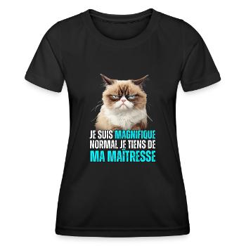 Je suis magnifique normal je tiens de ma - T-shirt sport Femme - noir - Devant - AI Model Female 172 light (172cm)
