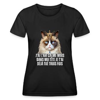 J'ai l'air calme mais dans ma tête je t'ai tué - T-shirt sport Femme - noir - Devant - AI Model Female 172 light (172cm)