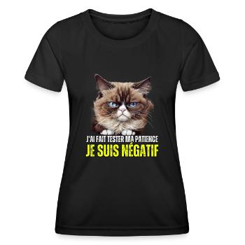 J'ai fait tester ma patience je suis négatif chat - T-shirt sport Femme - noir - Devant - AI Model Female 172 light (172cm)