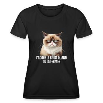 J'adore le bruit quand tu la fermes mauvais - T-shirt sport Femme - noir - Devant - AI Model Female 172 light (172cm)
