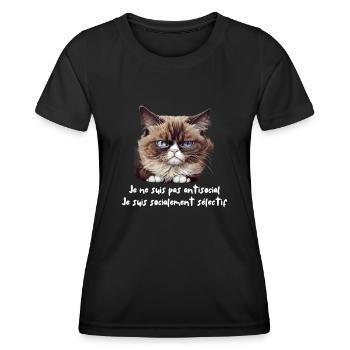 Je ne suis pas antisocial je suis socialement - T-shirt sport Femme - noir - Devant - AI Model Female 172 light (172cm)