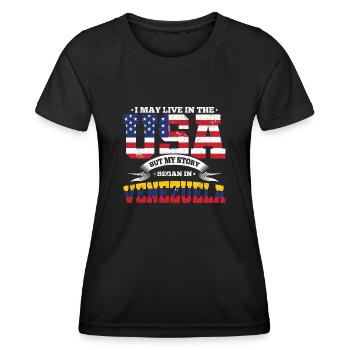 USA Venezuela Story Südamerika Heimatland Geschenk - Frauen Funktions-T-Shirt - Schwarz - Vorne - AI Model Female 172 light (172cm)