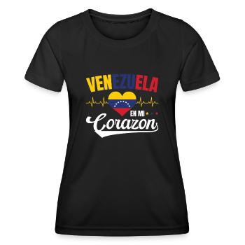 Venezuela En Mi Corazon Lebensweisheit Venezolaner - Frauen Funktions-T-Shirt - Schwarz - Vorne - AI Model Female 172 light (172cm)