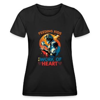 Feeding Kids Is A Work Of Heart 5 - Women's Functional T-Shirt - black - Front - AI Model Female 172 light (172cm)