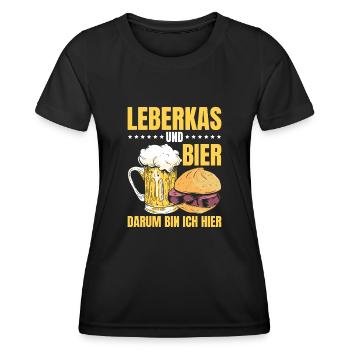 Leberkas Und Bier Darum Bin Ich Hier Leberkäse - Frauen Funktions-T-Shirt - Schwarz - Vorne - AI Model Female 172 light (172cm)