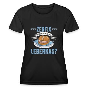 Lustig Leberkäse Und Fleischkäse Zerfix Leberkas - Frauen Funktions-T-Shirt - Schwarz - Vorne - AI Model Female 172 light (172cm)