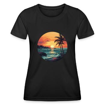 Tropical Island Sunset Palm Beach - Women's Functional T-Shirt - black - Front - AI Model Female 172 light (172cm)