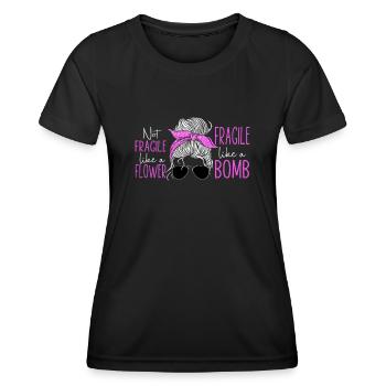 Feminist Not Fragile Like A Flower - Frauen Funktions-T-Shirt - Schwarz - Vorne - AI Model Female 172 light (172cm)