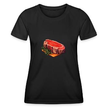 Steak Meat Food - Women's Functional T-Shirt - black - Front - AI Model Female 172 light (172cm)