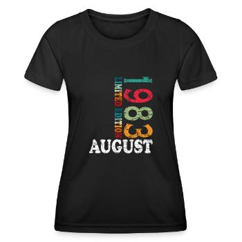 Août 1983 Anniversaire Août 1983 Août - T-shirt sport Femme - noir - Devant - AI Model Female 172 light (172cm)