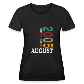 Août 2005 Anniversaire Août 2005 Août - T-shirt sport Femme - noir - Devant - AI Model Female 172 light (172cm)