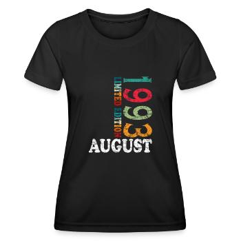 Août 1993 Anniversaire Août 1993 Août - T-shirt sport Femme - noir - Devant - AI Model Female 172 light (172cm)