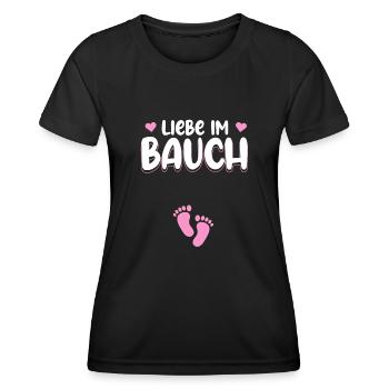 Liebe im Bauch - Schwanger Mama - Frauen Funktions-T-Shirt - Schwarz - Vorne - AI Model Female 172 light (172cm)