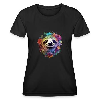Fleur d’esthétique paresseuse - T-shirt sport Femme - noir - Devant - AI Model Female 172 light (172cm)