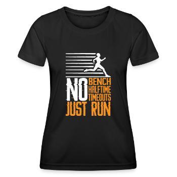 Pas de banc, pas de mi-temps, pas de temps mort, juste 3 points d’arrêt - T-shirt sport Femme - noir - Devant - AI Model Female 172 light (172cm)