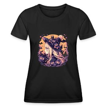 Sorcière Helloween Sorcières Tenue Sorcières Sorcières - T-shirt sport Femme - noir - Devant - AI Model Female 172 light (172cm)