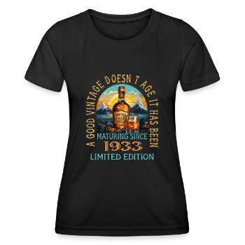 90th Birthday 1933 90s Good Vintage Whisky - Women's Functional T-Shirt - black - Front - AI Model Female 172 light (172cm)